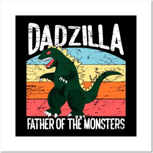 Dadzilla Father Of The Monsters Retro Vintage Sunset Posters and Art